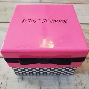 Betsey Johnson Pink Floral Rose Enamel Gold Tone Hinge Bangle Bracelet with Box